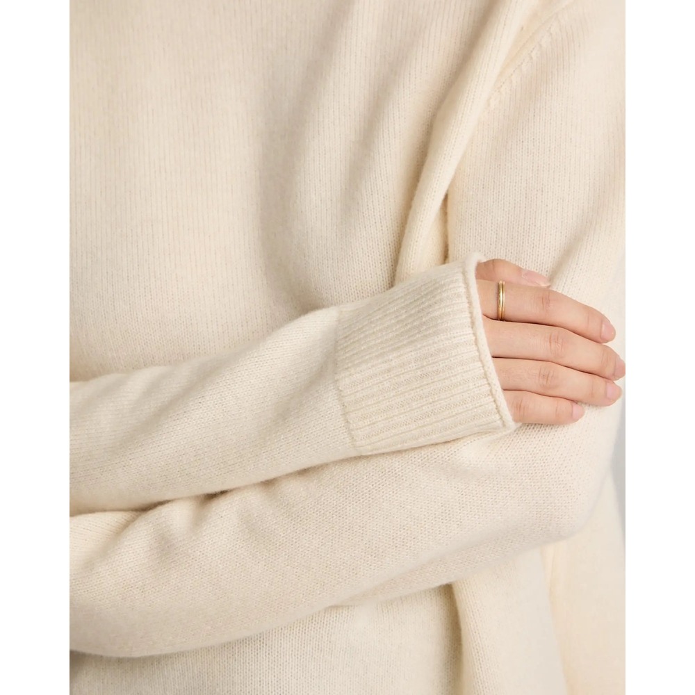 Quince Mongolian Cashmere Crew Neck Sweater Cream XL Boxy Knit - Picture 4 of 7